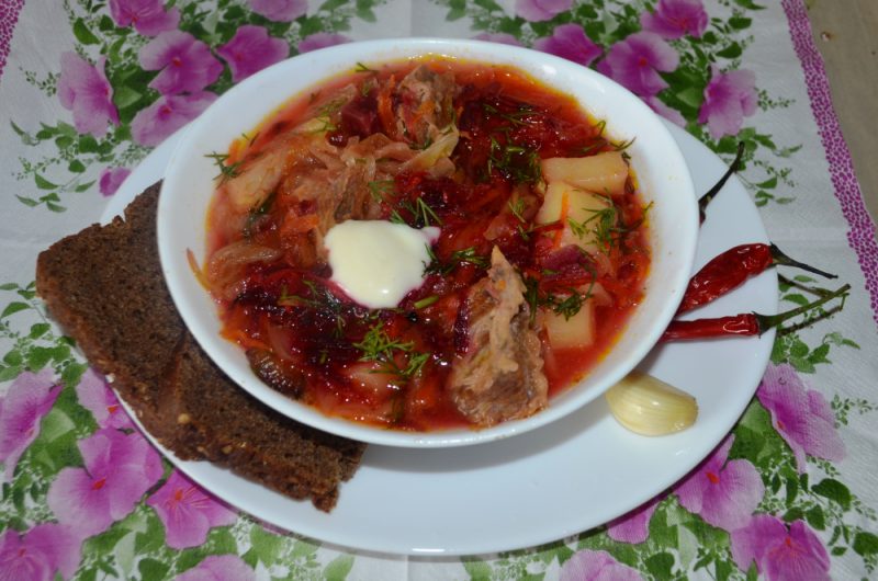 Chicken Borsch - 5 mga hakbang na pagluluto sa pagluluto