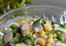 Fish salad with green beans and apple