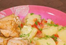 multicooked chicken with potatoes and sweet pepper